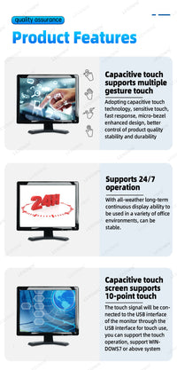 LESOWM N97-D01S 9.7 inch VGA Monitor Full HD 1024x768 LCD Resistive Screen VESA Display with Speakers