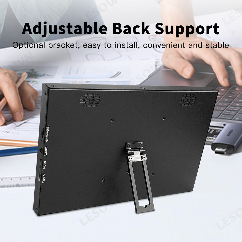LESOWN P101D-T Small USB C 10.1 inch Monitor 1024x600 Touchscreen Display Aida64 PC Temperature Monitoring