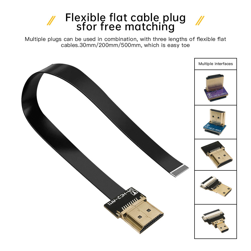 LESOWN Slim Flat FFC Standard HDMI Cable Male to HDMI Female Interface