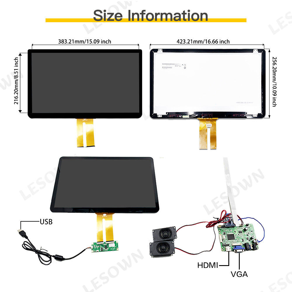 LESOWN M173-A01T Ultra Wide Touch Screen  17.3 inch HDMI VGA 1920x1080 Full HD eDP 30PIN Interface IPS LCD Panel Module External Display