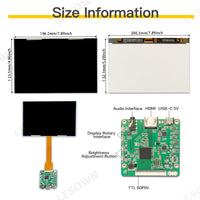 LESOWN M89-A01S 2.5K QHD Screen 8.9 inch HDMI Display Interface 2560x1600 IPS 1200:1 Full Viewing LCD Panel Module for PC Small TV Box