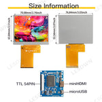 LESOWN M35-A01S 3.5 inch Small Screen LCD Panel Display 54PIN Resolution 640x480 HD IPS HDMI USB Powered Module for Computer PC Laptop