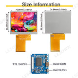 LESOWN M35-A01S 3.5 inch Small Screen LCD Panel Display 54PIN Resolution 640x480 HD IPS HDMI USB Powered Module for Computer PC Laptop