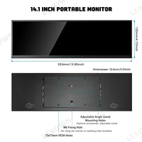 LESOWN P141GMT 14.1 inch 4K Long Bar Monitor Wide Touch USB C HDMI PC External Bar Monitor