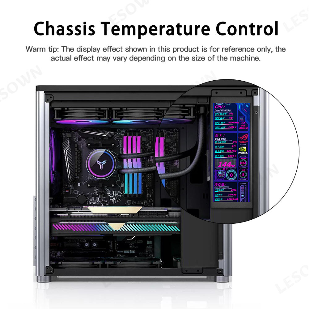 LESOWN P69 6.9 inch Additional Long HDMI Monitor for RPi 1280x480 IPS Bar LCD Display PC Temperature Monitoring Aida64
