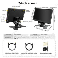 LESOWN MP70S-NGD01A 7.0inch USB Flash Drive Video Advertising Player TFT-LCD 1024x600 IPS Interactive Digital Signage for &nbsp;Kali Raspberry Pi