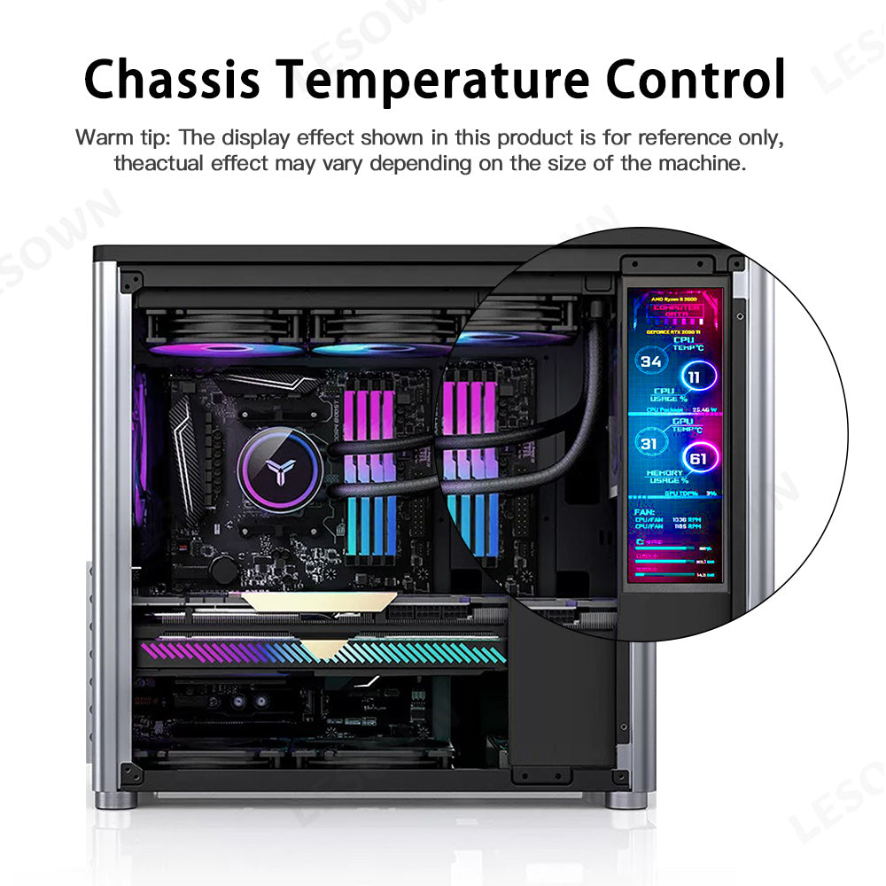 LESOWN P79-T 7.9 inch 400×1280 Stretched Bar LCD Touch Screen Monitor PC Temperature Monitoring RPi