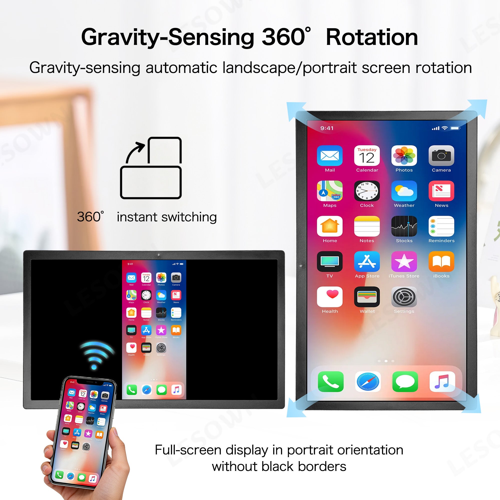 LESOWN P156KPM P185KPM Wireless 15.6 18.5 Inch FHD Portable Monitor Wireless Screen Projection Ideal for Streaming Movies and Reading Documents