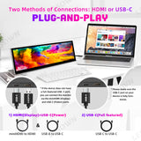 LESOWN P145FHT 14.5 inch Stretched Bar Monitor USB C HDMI 2560x720 IPS Speakers CNC Shell Bar Monitor