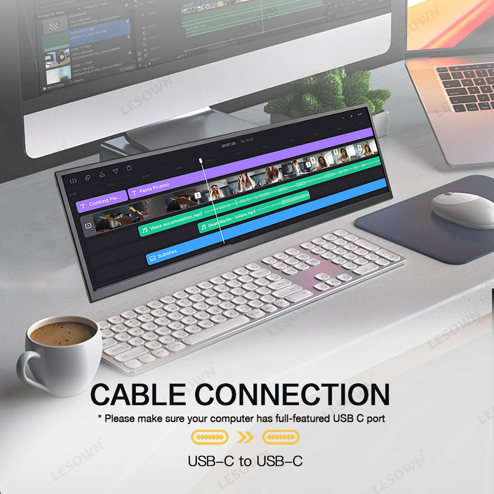 LESOWN P127GHR 12.7 inch Stretched Bar Monitor 100%sRGB 120Hz 2880x864 IPS DIY Strip Secondary Monitor