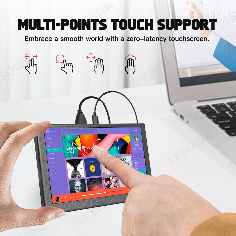 LESOWN P50C-T mini Monitor 5 inch IPS 800x480 LCD Touch Screen Display HDMI mini Sub Screen