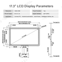 LESOWN M173-A01T Ultra Wide Touch Screen  17.3 inch HDMI VGA 1920x1080 Full HD eDP 30PIN Interface IPS LCD Panel Module External Display