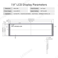 LESOWN M79-A01S Long Bar Screen 7.84 inch Display HDMI USB Powered 400x1280 HD Resolution IPS LCD Panel 500cd/m2 High Brightness Module