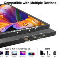 LESOWN P101DP P101DP-T 10.1inch 1280x800 IPS LCD Portable Display Mini Secondary Monitor USB‑C Side Screen Compact Display for Laptop Plug & Play