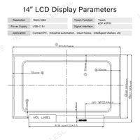 LESOWN M140-A01T IPS Laptop LCD Screen 14 inch NV140FHM-T0A Display Panel 1920x1080 Full HD eDP 40PIN HDMI-compatible USB-C Touchscreen Module