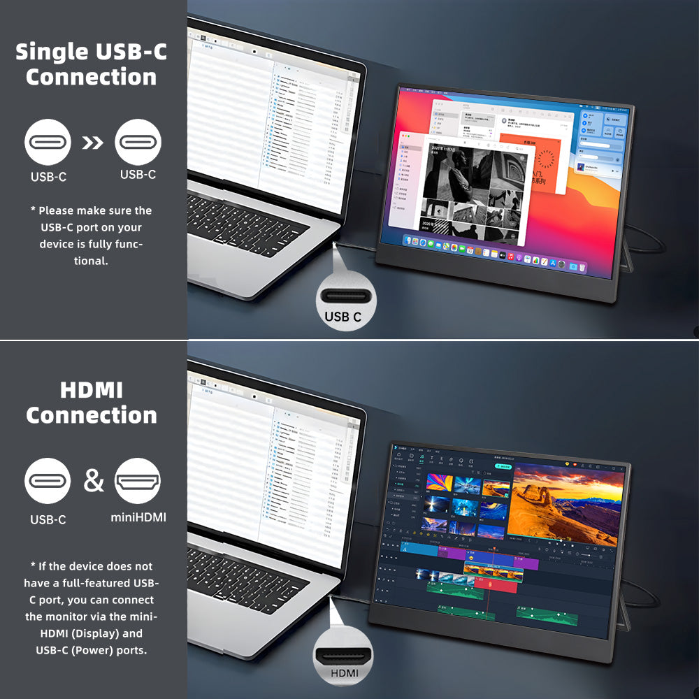 LESOWN P140KPS/P140KMS 14 inch 4K Portable Monitor Wide Screen USB-C Display with Holder for Laptop Phone Xbox PS4 PS5 Switch