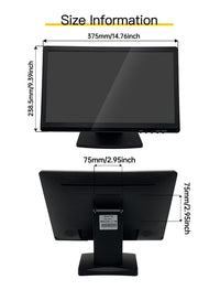 LESOWN N156-D03R 15.6 inch Portable Industrial Monitor 1600x900 VESA LCD Wide Screen 1600x900 VGA Display for Security Cameras