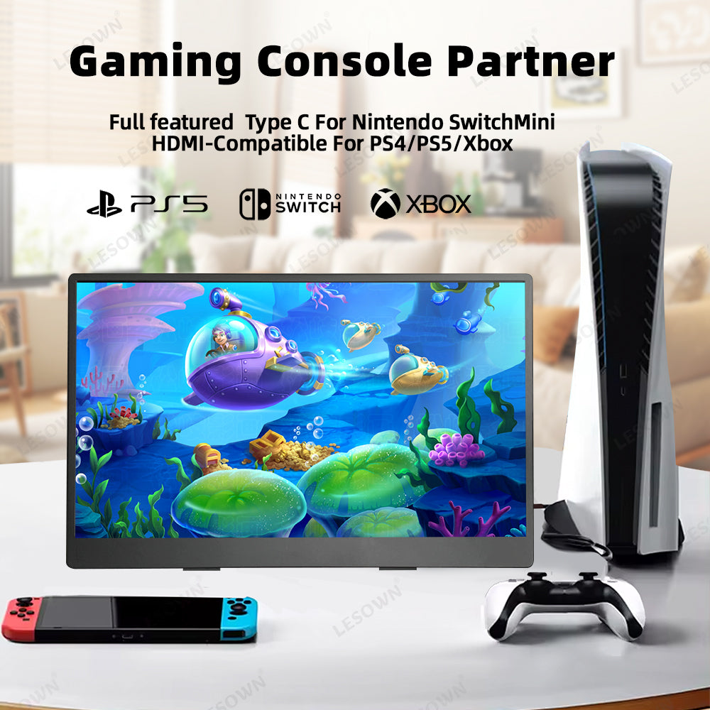 LESOWN P133K 13.3 inch 4K Portable Monitor UHD 3840x2160 IPS LCD Touchscreen VESA Extension Display for XBox PS4/5 Switch PC Laptop