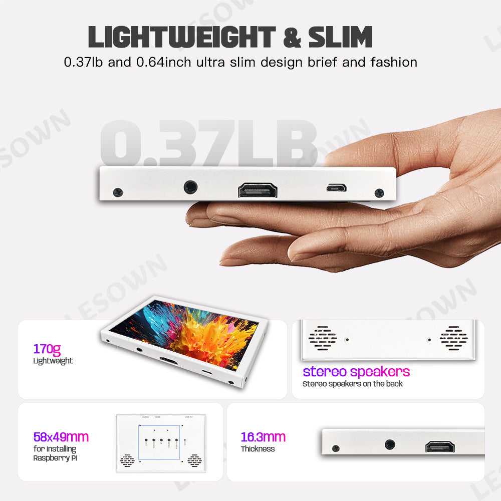 LESOWN P50CW-T mini USB Touch Display HDMI IPS Screen Compact 5 inch PC Laptop Sub White Monitor