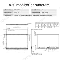 LESOWN M89-A01S 2.5K QHD Screen 8.9 inch HDMI Display Interface 2560x1600 IPS 1200:1 Full Viewing LCD Panel Module for PC Small TV Box