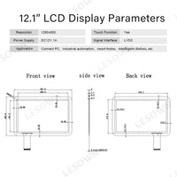 LESOWN M121-A01T Original  12.1 inch LCD Touchscreen Display VGA HDMI 1280x800 IPS Small Screen Secondary Module for Laptops PC