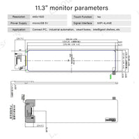 LESOWN M113-A01S 11.3 inch Long Stretched Bar LCD Screen 440x1920 IPS mini HDMI MIPI 4LANE Interface Display Module for Raspberry Pi Laptop