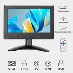 LESOWN N70 1024 x 600  7 inch HD Small LCD Car Monitor Touch Display  AV VGA HDMI Input