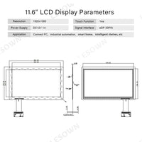 LESOWN M116-A01T  Small Display 11.6 inch USB Capacitive Touch HDMI VGA Full Viewing 1000:1 IPS 1920x1080 LCD Module with eDP 30PIN Interface