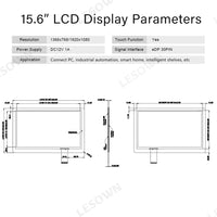 LESOWN M156-B02T 15.6 inch Laptop Screen 1920x1080 IPS HDMI VGA USB Touchscreen Display eDP 30PIN Interface LCD Panel Module for PC