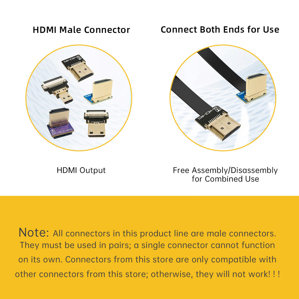 LESOWN Slim Flat FFC Standard HDMI Cable Male to HDMI Female Interface