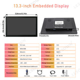 LESOWN E133-C01GBT Embedded Display 13.3 Inch 1920x1080 IPS Industrial LCD Monitor 60Hz 16:9 300cd/m2 with VGA/HDMI/Audio/USB(touch) for PC