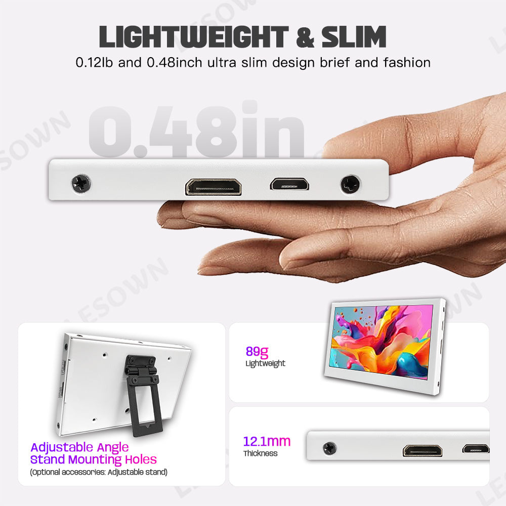 LESOWN P43CW 4.3inch Small HDMI Portable Monitor  800×480with Speakers Portable Temperature Monitoring Display