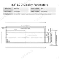 LESOWN M88-A01S/M88-A01T 8.8" Bar Monitor 480x1920 IPS Stretched LCD Expand Display for PC Case Raspberry Pi AIDA64