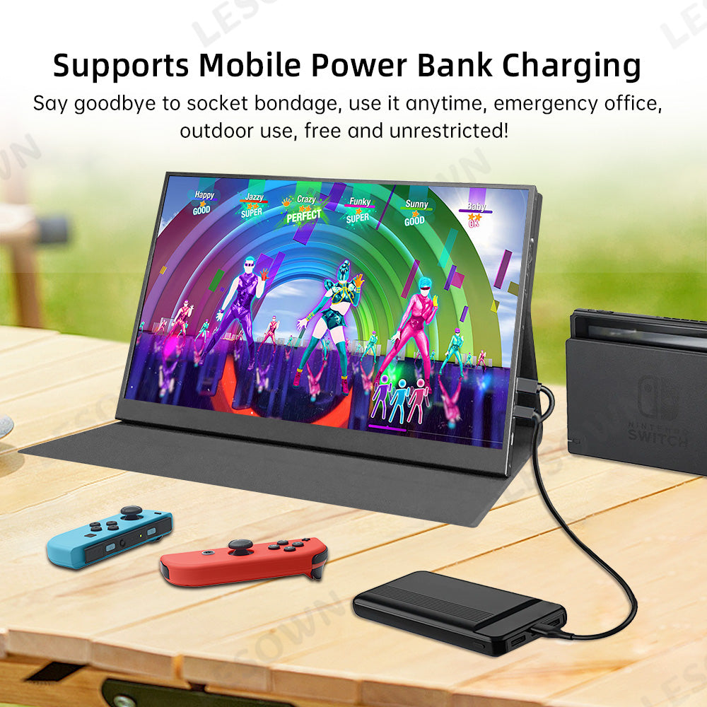 LESOWN P140GHR External 14" 144Hz Secondary Monitor 2560×1600 IPS Portable Display with HDMI USB Type-C for Laptop Switch Xbox Windows