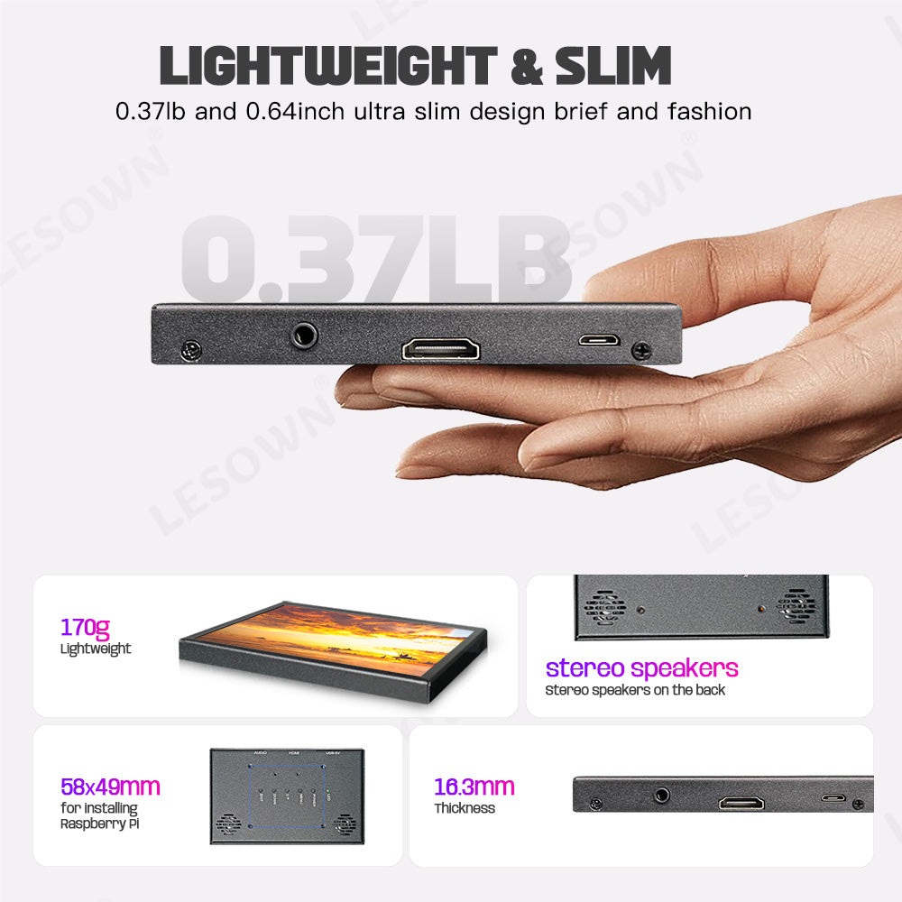 LESOWN P50C-T mini Monitor 5 inch IPS 800x480 LCD Touch Screen Display HDMI mini Sub Screen