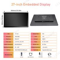 LESOWN E270-G01GBT Open Frame 27 Inch Industrial Embedded Win-10 PC Monitor 1920x1080 IPS Panel Mount Display Wide Temperature Range for TV