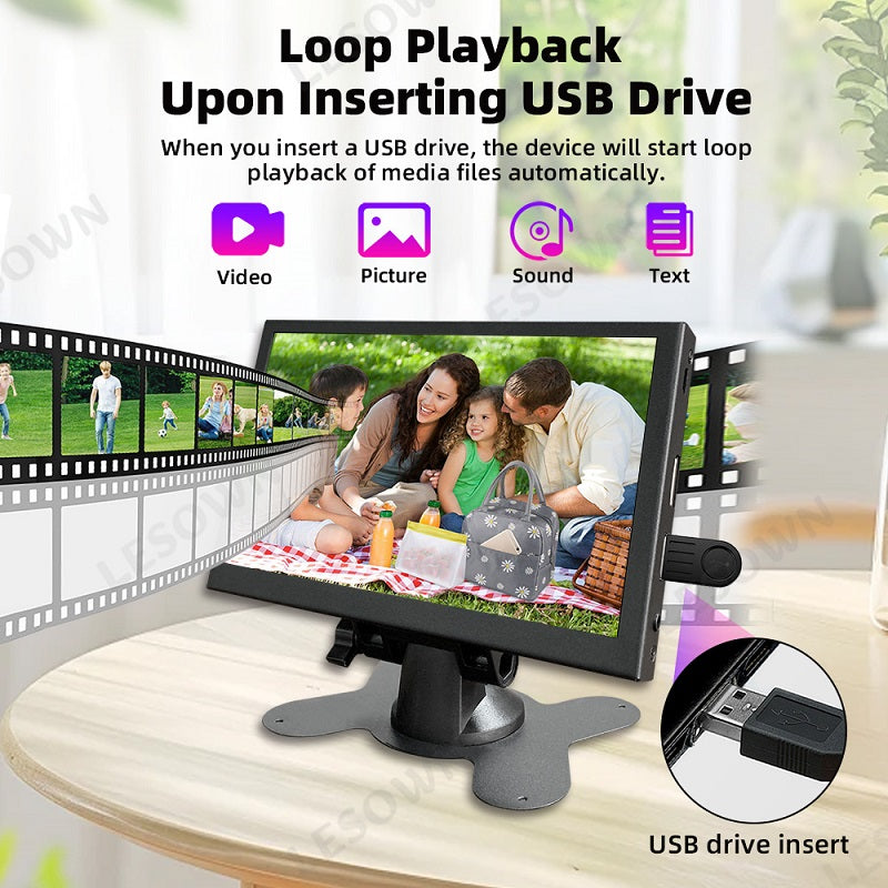 LESOWN MP70S-NGD01A 7.0inch USB Flash Drive Video Advertising Player TFT-LCD 1024x600 IPS Interactive Digital Signage for &nbsp;Kali Raspberry Pi