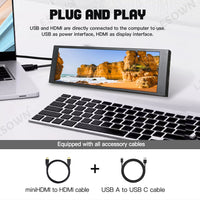 LESOWN P69 6.9 inch Additional Long HDMI Monitor for RPi 1280x480 IPS Bar LCD Display PC Temperature Monitoring Aida64