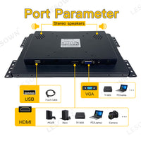 LESOWN E101-C01GBTE Small Embedded 10.1 Inch Display 600-1000cd/m² 1280x800 IPS LCD Screen with VGA/HDMI/USB(touch) for TV CCTV