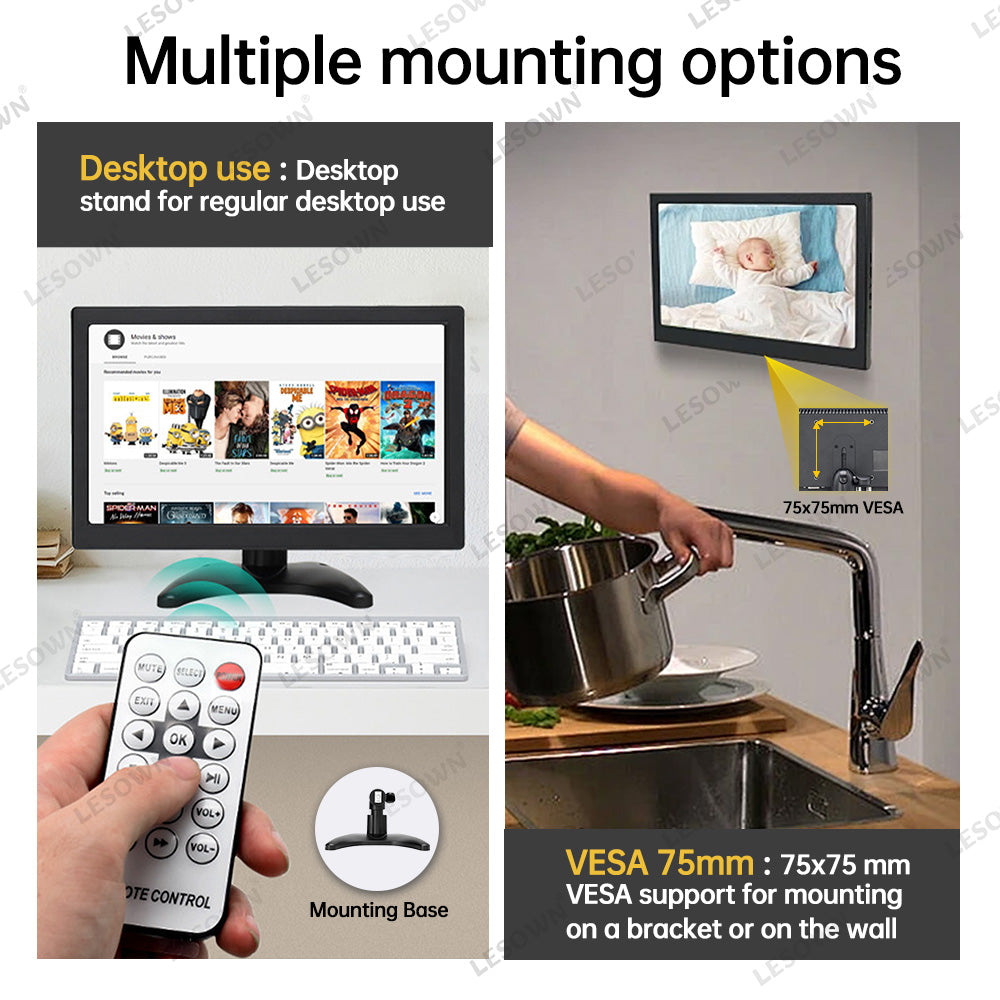 LESOWN N156 Portable Monitor Touchscreen 15.6 inch 1920x1080 Wide Screen HDMI VGA Additional Display