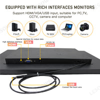 LESOWN E215-C01GBT Embedded 21.5 Inch 1080p Industrial Monitor 1920x1080 IPS Touch Monitor Panel Mount with VGA/HDMI/Audio/USB(touch) for TV