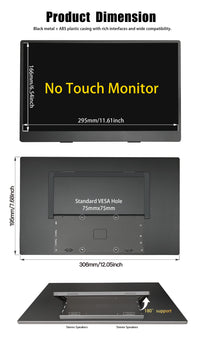 LESOWN P116KPS 11.6 inch 768P Portable Monitor 60Hz Wide Screen USB-C Display with Holder for Laptop Phone Xbox PS4 PS5 Switch