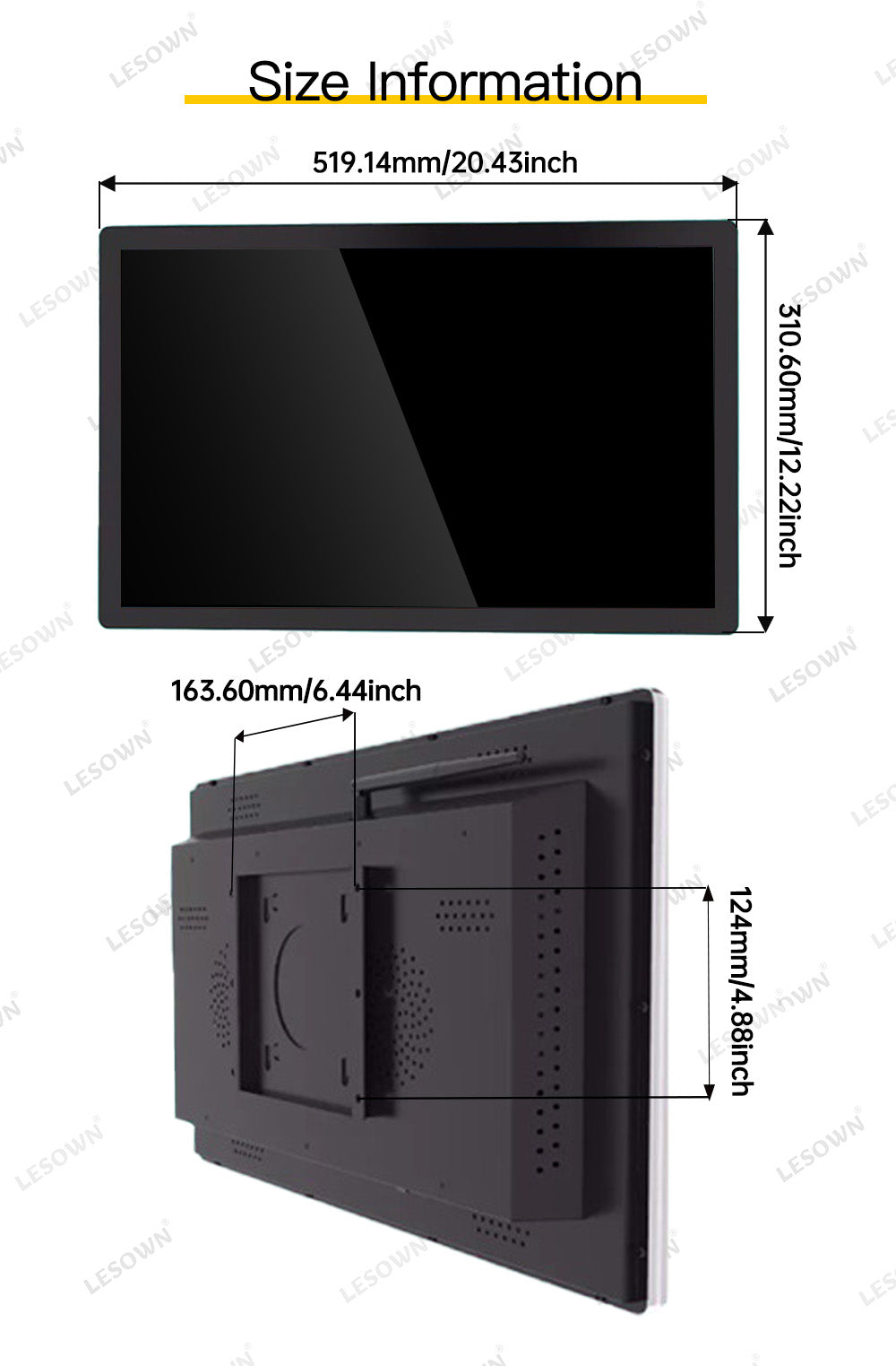 LESOWN N238 23.8 inch  Ultrawide Industrial Monitors 1080p  TV Function Monitor Display with Speakers