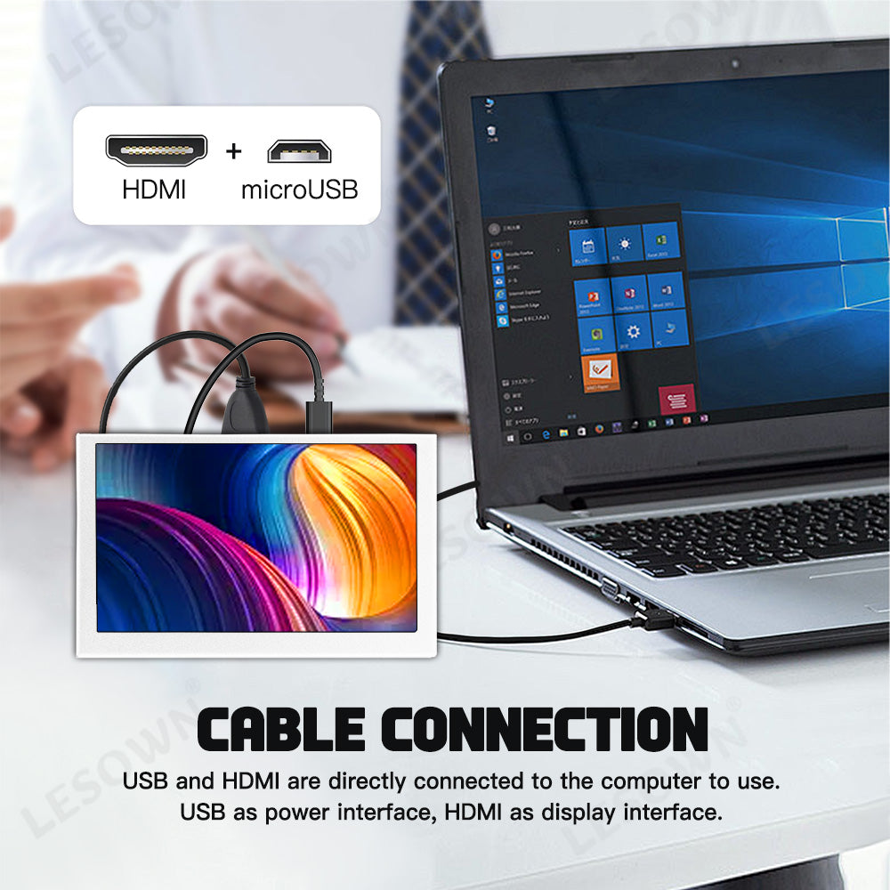 LESOWN P50CW-T mini USB Touch Display HDMI IPS Screen Compact 5 inch PC Laptop Sub White Monitor