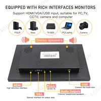 LESOWN E133-C01GBT Embedded Display 13.3 Inch 1920x1080 IPS Industrial LCD Monitor 60Hz 16:9 300cd/m2 with VGA/HDMI/Audio/USB(touch) for PC