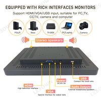 LESOWN E150-C02GBT-2 Touchscreen 15 Inch Embedded Display 1024x768 IPS IP65 Screen with 10 Points Touch Display with VGA/HDMI/Audio/USB(touch)