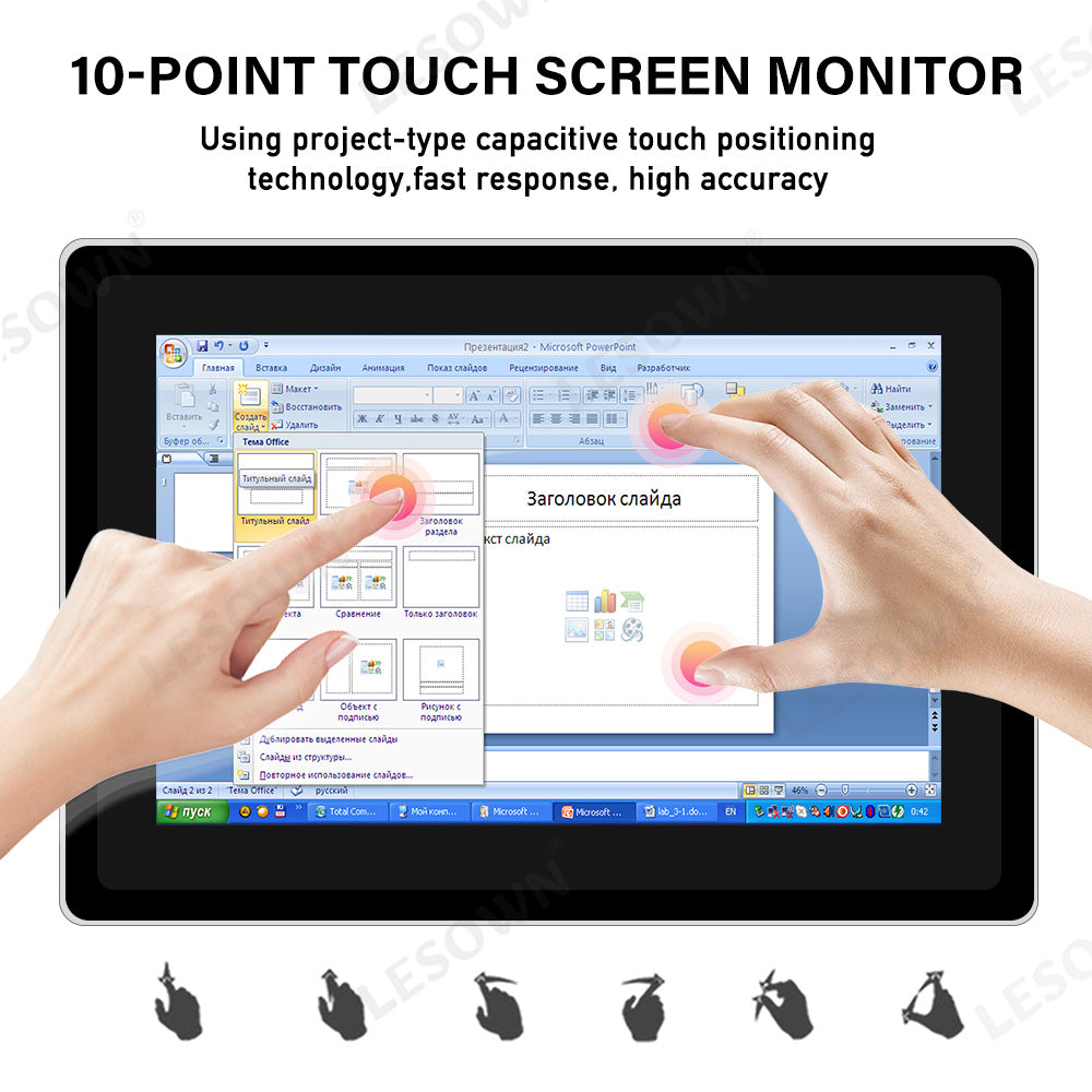 LESOWN E101-C01FET 10.1 Inch 1280x800 IPS LCD Embedded Industrial Monitor Factory Automation Display Panel Mount Display with VGA/HDMI/USB