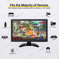 LESOWN N133 Widescreen 13.3 inch Full HD 1920x1080 IPS Screen LCD Monitor Video Input with Speakers