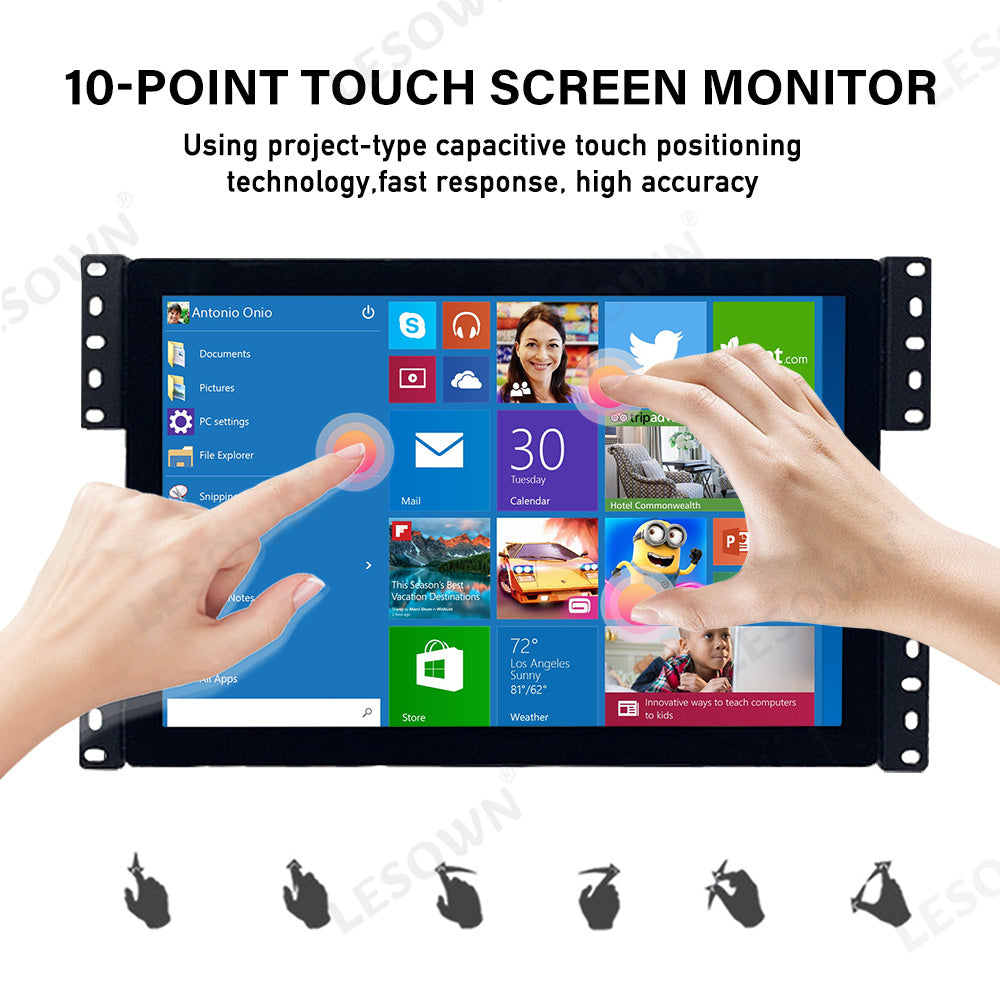 LESOWN E101-C01GBT 10.1 Inch 1280x800 High-brightness display 300cd/m² Embedded Monitor Panel Mount Display for PC TV CCTV