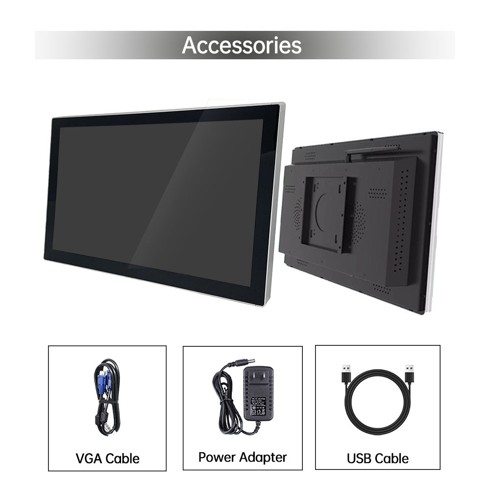 LESOWN N215-E02T/N215-E03T 21.5 inch Touchscreen Monitor 1080P FHD VESA 100 Mount Industrial LCD Screen Display HDMI VGA  Black White
